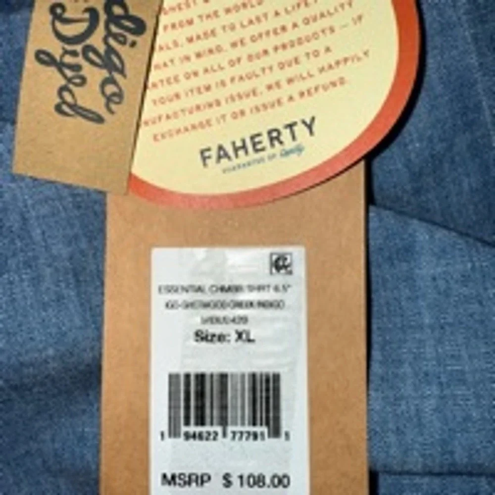 Faherty Mens XL Essential Cotton Stretch Pull On‎ Shorts Indigo Blue
